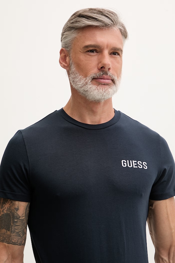 Oblečenie Guess tričko pánske bavlnené s elastanom ANDREW U6GM03.K6YW1 tmavomodrá