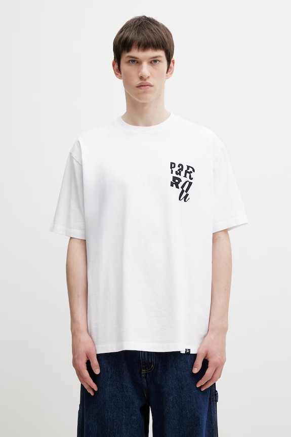 Abbigliamento by Parra Why are you here t-shirt in cotone da uomo 55155 bianco