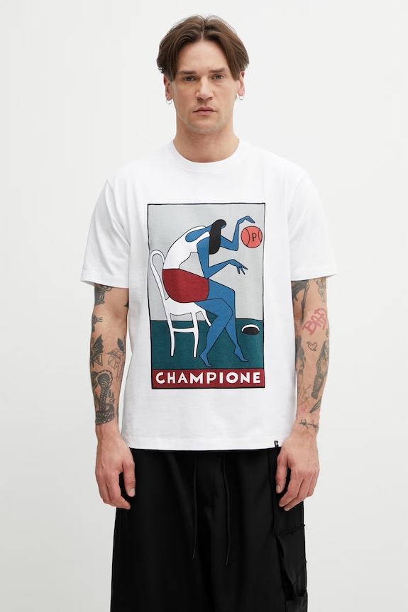 by Parra Champione t-shirt cotton Men's white 55175