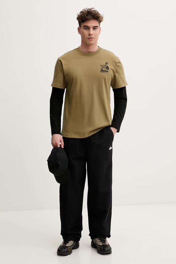 The North Face póló férfi pamut STONES RELAXED NF0A8G9R2EL1 zöld SS26