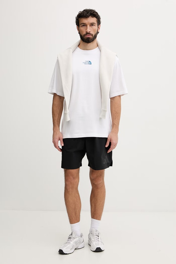 The North Face t-shirt męski bawełniany LIQUID LOGO NF0A8G9UFN41 biały SS26