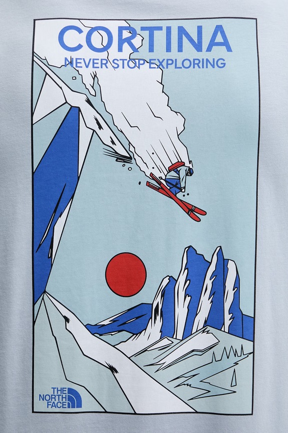 The North Face tričko pánske bavlnené MOUNTAIN CELEBRATION NF0A8G9ZFM21 modrá