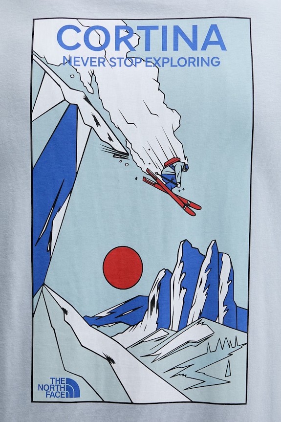 The North Face tričko pánske bavlnené MOUNTAIN CELEBRATION NF0A8G9ZFM21 modrá
