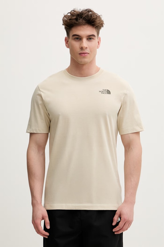Odzież The North Face t-shirt męski z bawełną MONTE NF0A8GA7DOM1 beżowy