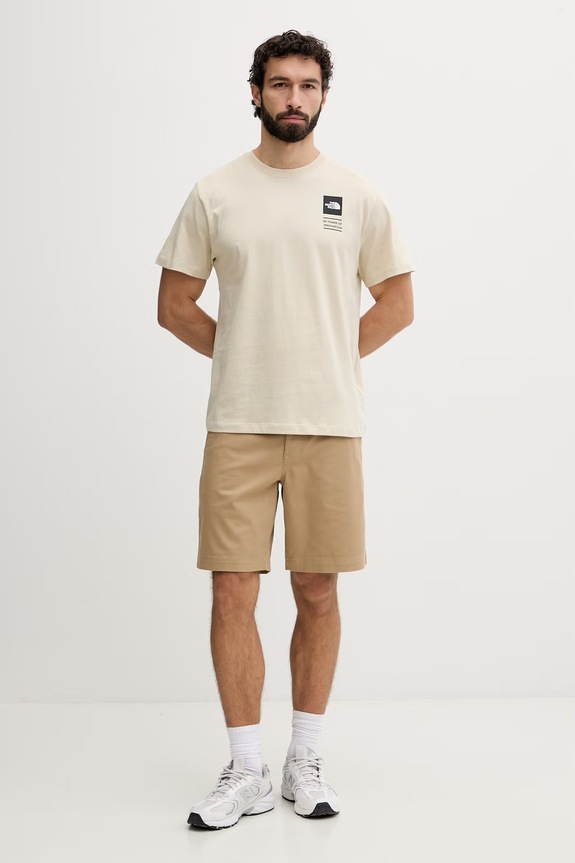 Pánske bavlnené tričko The North Face CELEBRATION NF0A8GASDOM1 béžová SS26