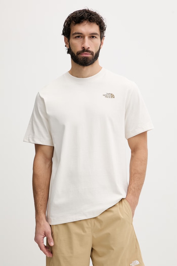 Oblečenie Pánske bavlnené tričko The North Face SNACK RELAXED NF0A8GB4QLI1 béžová
