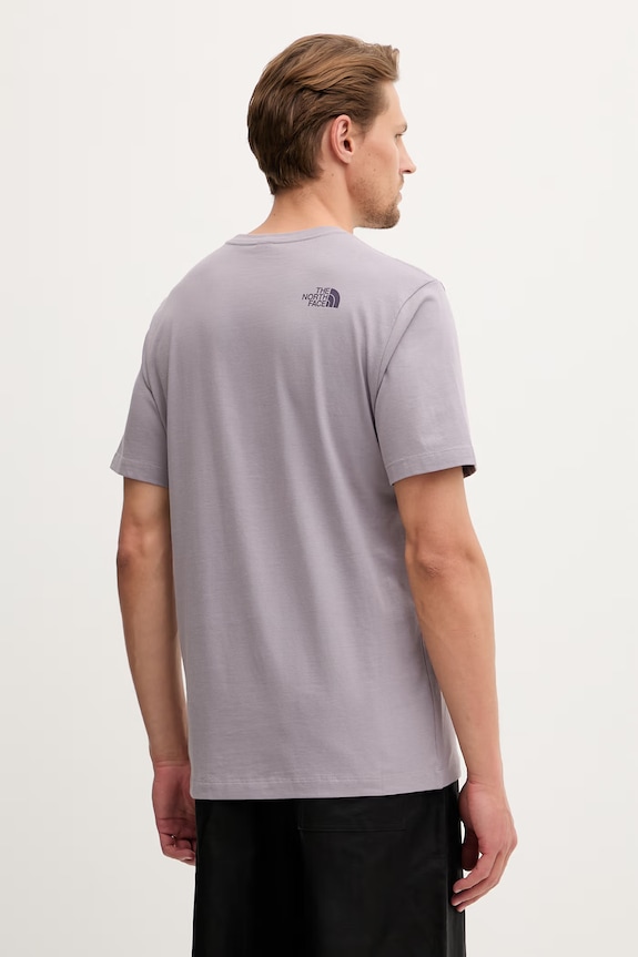 Ρούχα The North Face t-shirt ανδρικό βαμβακερό MOUNTAIN LINE NF0A8GUXG7O1 μωβ