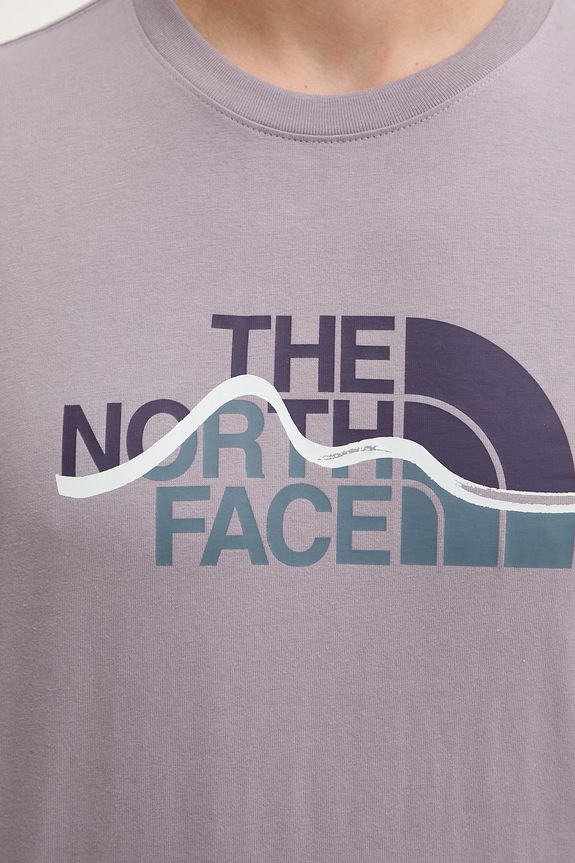 The North Face t-shirt ανδρικό βαμβακερό MOUNTAIN LINE NF0A8GUXG7O1 μωβ