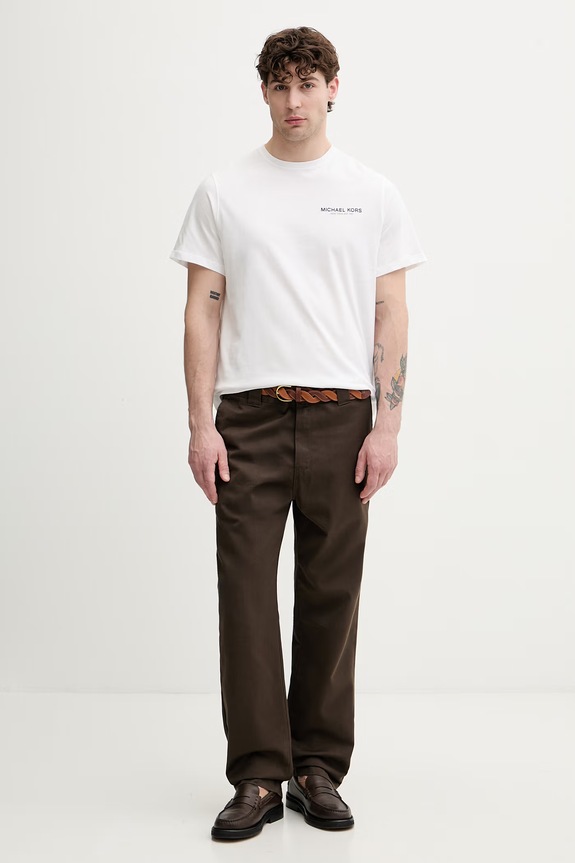 Michael Kors T-shirt męski bawełniany CS652ZCFV4 biały SS26