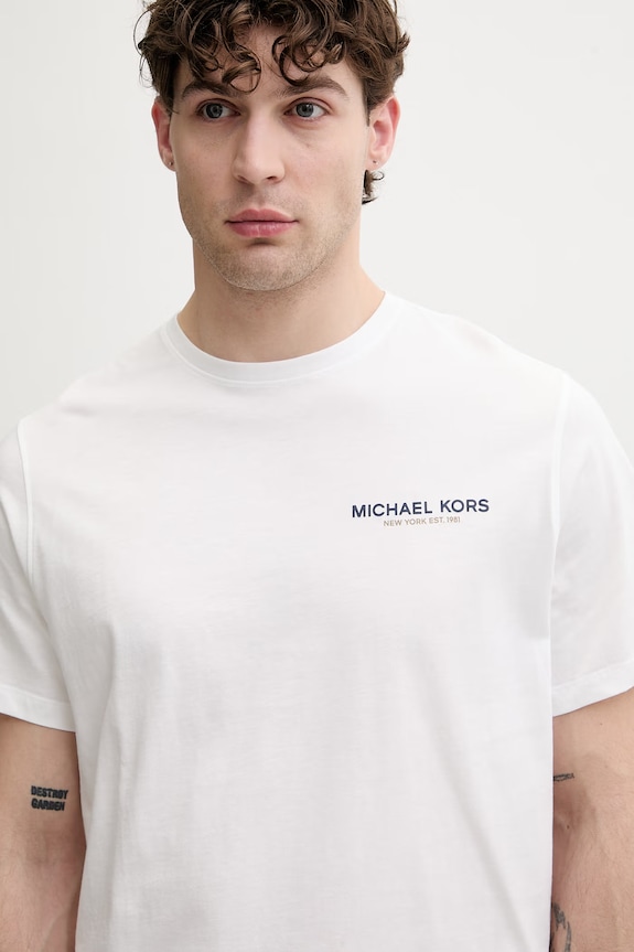 Michael Kors T-shirt męski bawełniany biały CS652ZCFV4