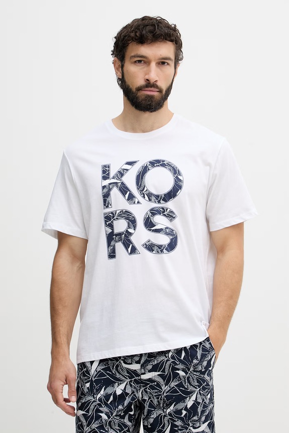 Michael Kors T-shirt męski bawełniany biały CS652ZDFV4