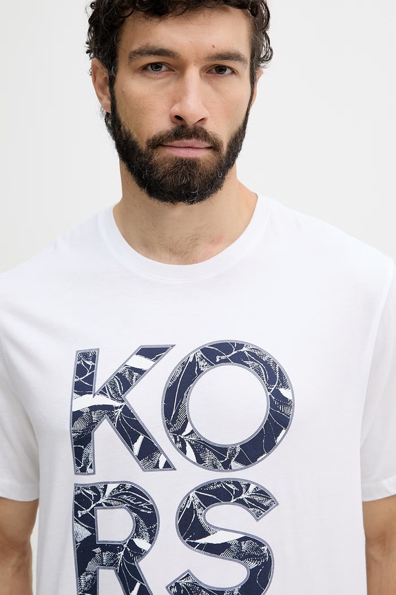 Michael Kors T-shirt męski bawełniany biały CS652ZDFV4