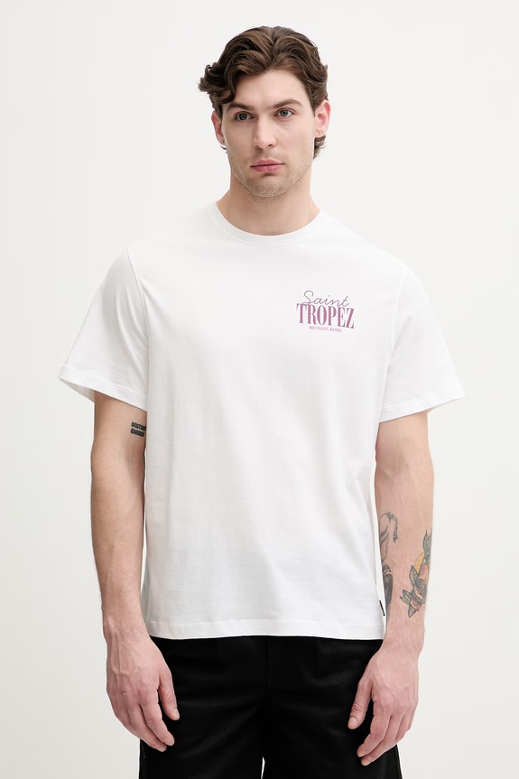 Michael Kors T-shirt męski bawełniany biały CS652XQFV4