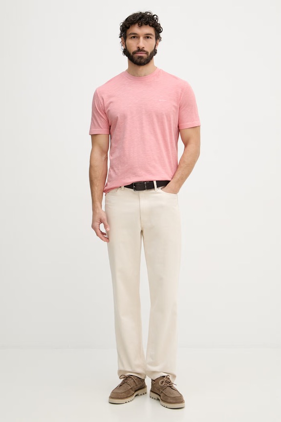 Gant t-shirt basic męski bawełniany 2003419 różowy SS26
