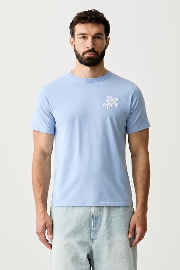 Vilebrequin T-shirt męski bawełniany PARTISOL niebieski PSLCM919