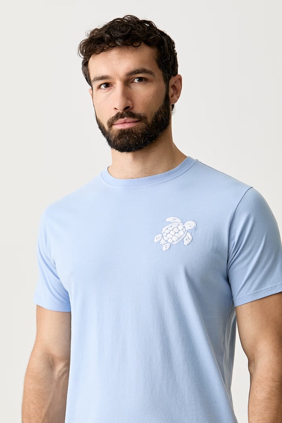 Vilebrequin T-shirt męski bawełniany PARTISOL niebieski PSLCM919