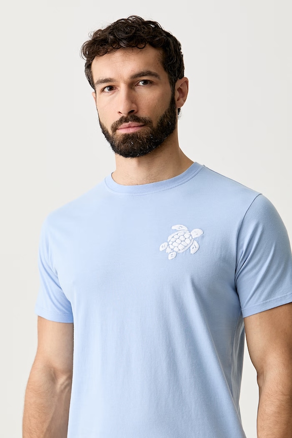 Vilebrequin T-shirt męski bawełniany PARTISOL niebieski PSLCM919