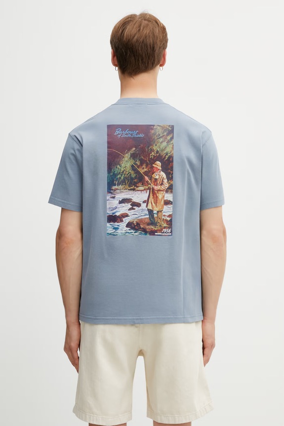 Barbour MTS1575BL45 T-shirt basic Ανδρικό βαμβακερό μπλε MTS1575BL45