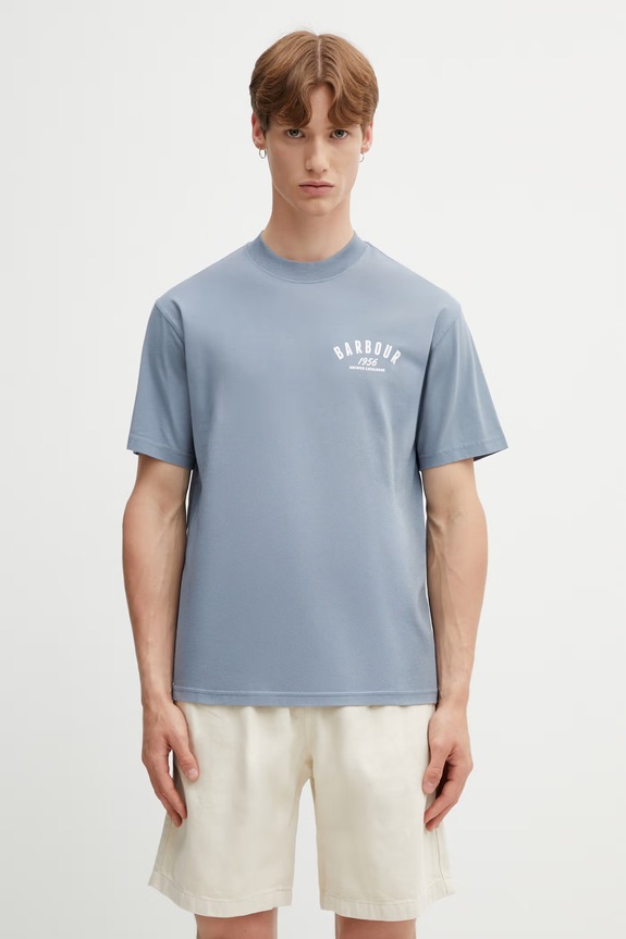 Ρούχα Barbour MTS1575BL45 T-shirt basic Ανδρικό βαμβακερό MTS1575BL45 μπλε
