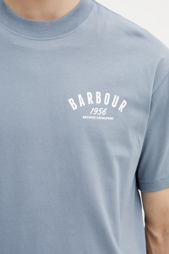 Barbour MTS1575BL45 T-shirt basic Ανδρικό βαμβακερό μπλε MTS1575BL45