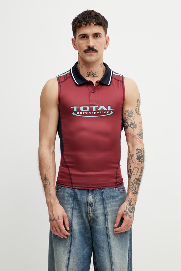 Martine Rose Shrunken Stretch Football top za muškarce bordo 125JT15118