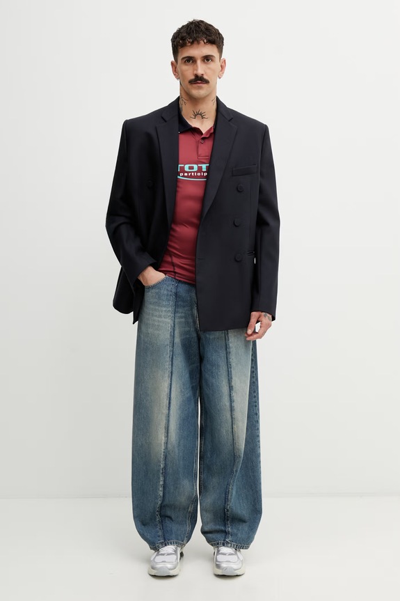 Martine Rose Shrunken Stretch Football top za muškarce 125JT15118 bordo