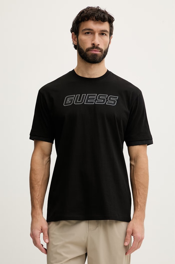 Bavlnené tričko Guess GUSTAVE relaxed čierna Z6GI01.K2835