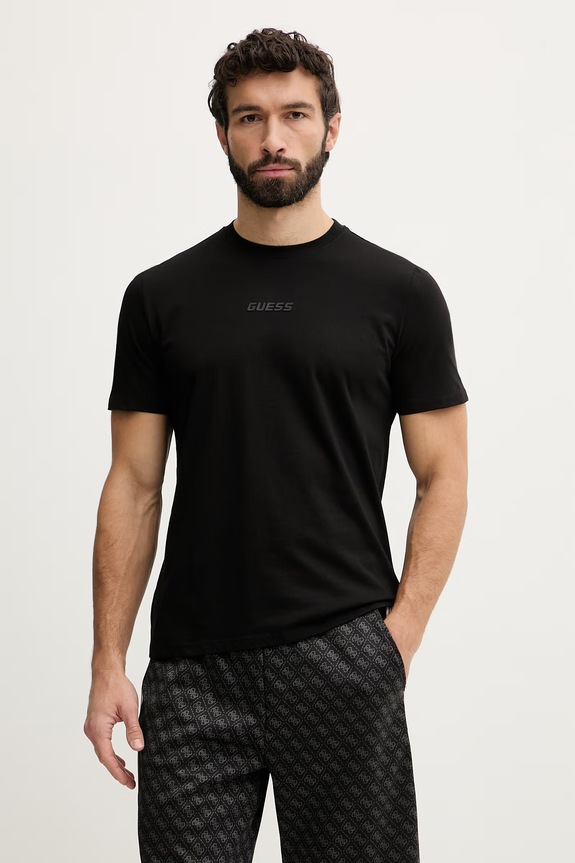 Guess tricou din bumbac AMBROGIO imprimeu negru Z6GI06.K2847