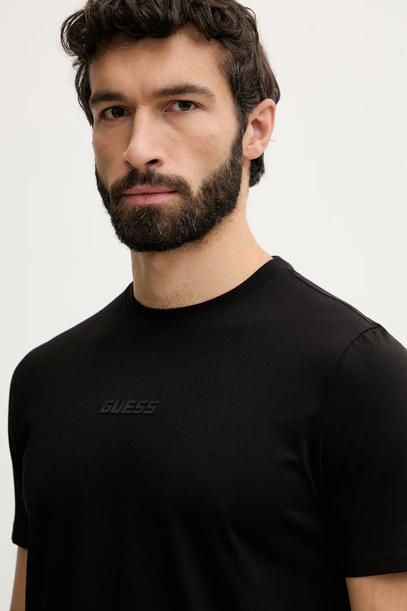 Guess tricou din bumbac AMBROGIO negru Z6GI06.K2847