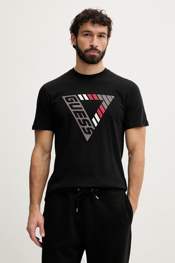 Guess pánske bavlnené tričko FOLCO čierna Z6GI09.K2859