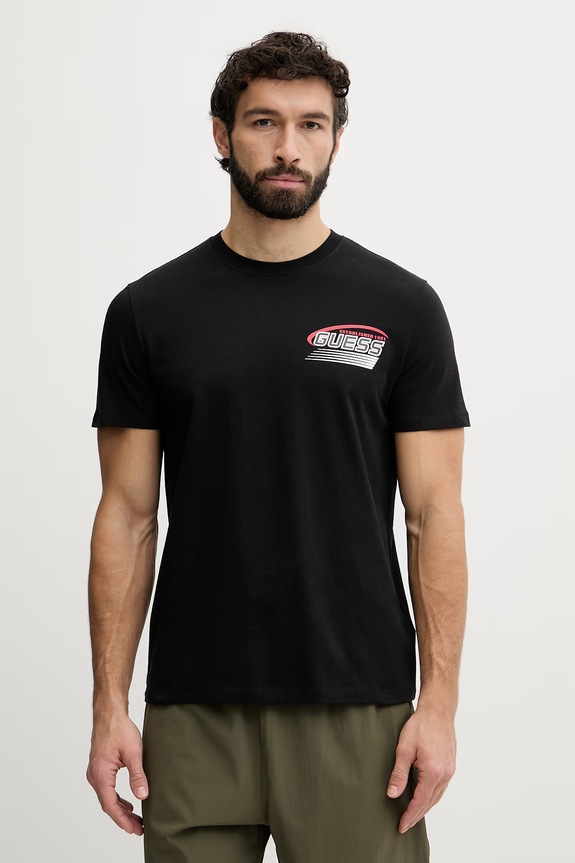 Guess tričko pánske bavlnené LUPO čierna Z6GI10.K2860