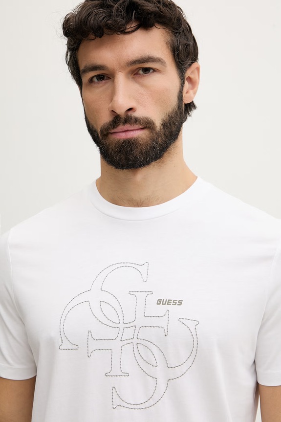 Guess tricou bărbați din bumbac TIBERIO alb Z6GI13.K2875