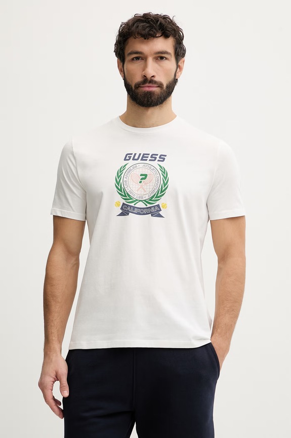 Guess tričko pánske bavlnené DAVEN béžová Z6GI16.K3206