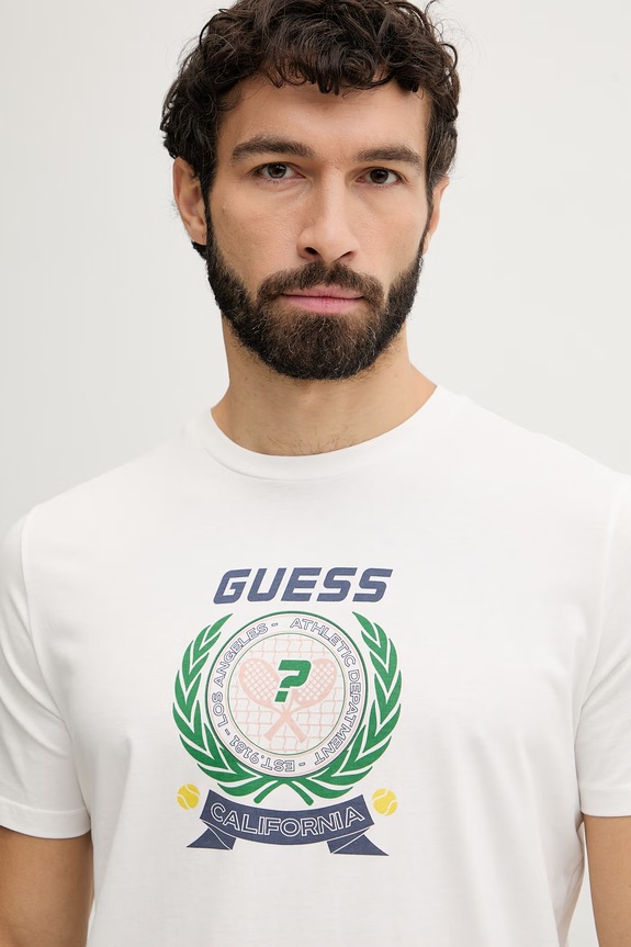 Guess tričko pánske bavlnené DAVEN béžová Z6GI16.K3206