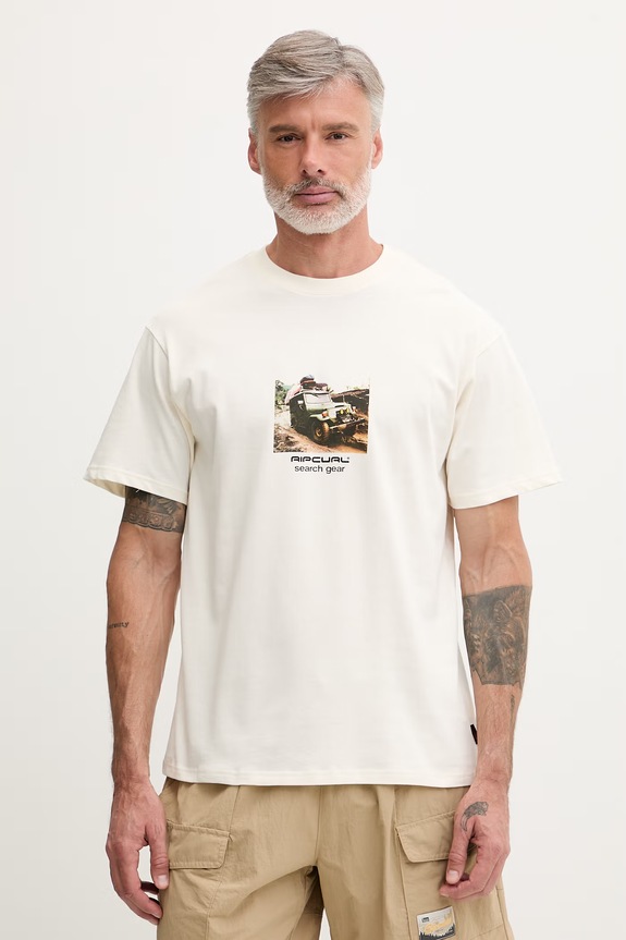 Rip Curl tričko pánske bavlnené SEARCH RIG TEE béžová 0XSMTE