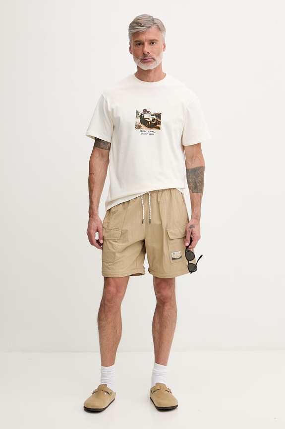 Rip Curl tričko pánske bavlnené SEARCH RIG TEE 0XSMTE béžová SS26