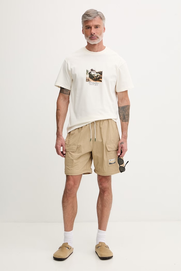 Rip Curl tričko pánske bavlnené SEARCH RIG TEE 0XSMTE béžová SS26