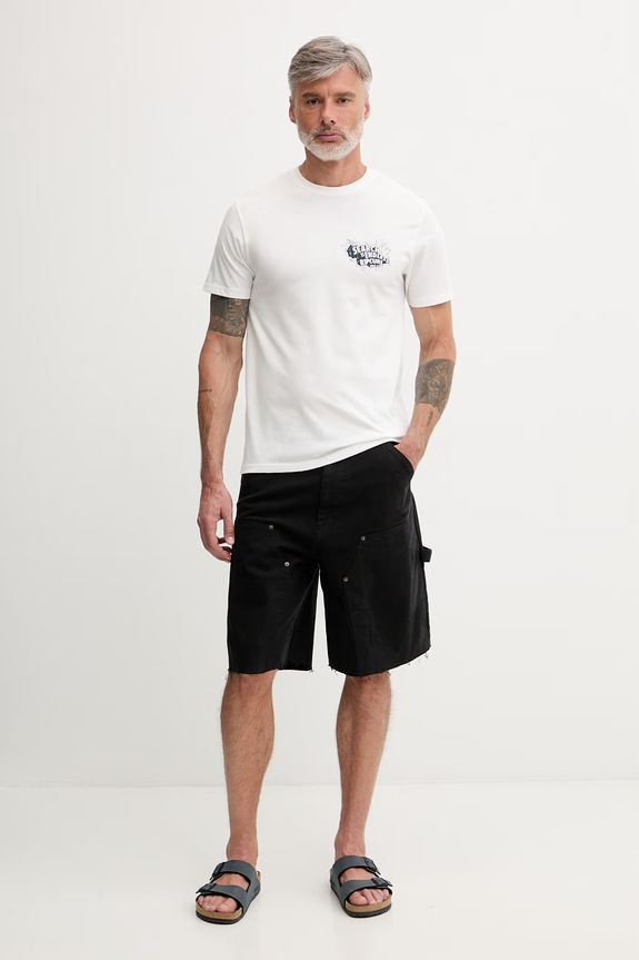 Rip Curl tricou pentru bărbați, din bumbac KEEP ON TRUCKING 0XWMTE alb SS26