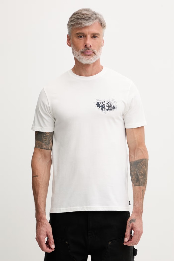 Îmbrăcăminte Rip Curl tricou pentru bărbați, din bumbac KEEP ON TRUCKING 0XWMTE alb