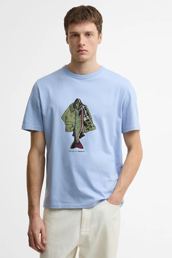 Barbour x Paul Smith Fishing tričko bavlněné pánské modrá MTS1612BL54
