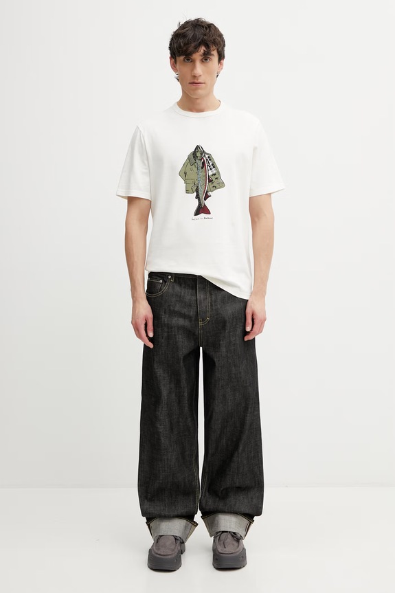 Barbour x Paul Smith Fishing tričko bavlnené pánske MTS1612WH32 béžová