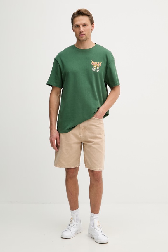Hurley T-shirt męski bawełniany HSP26MMTS09554 zielony SS26