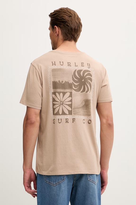 Hurley tričko pánske bavlnené béžová HSP26MMTS08554