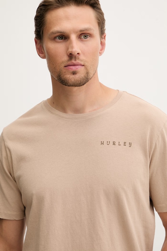 Hurley tričko pánske bavlnené béžová HSP26MMTS08554