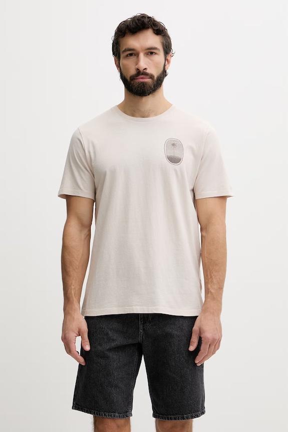 Ρούχα Hurley t-shirt Ανδρικό βαμβακερό HSP26MMTS08556 μπεζ