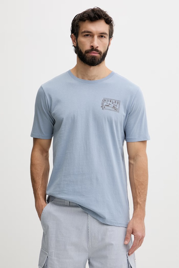 Hurley T-shirt ανδρικό βαμβακερό μπλε HSP26MMTS08557
