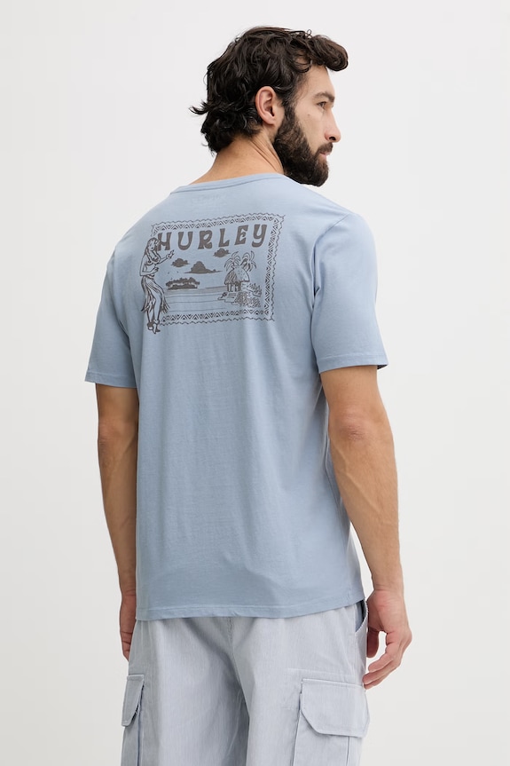 Ρούχα Hurley T-shirt ανδρικό βαμβακερό HSP26MMTS08557 μπλε