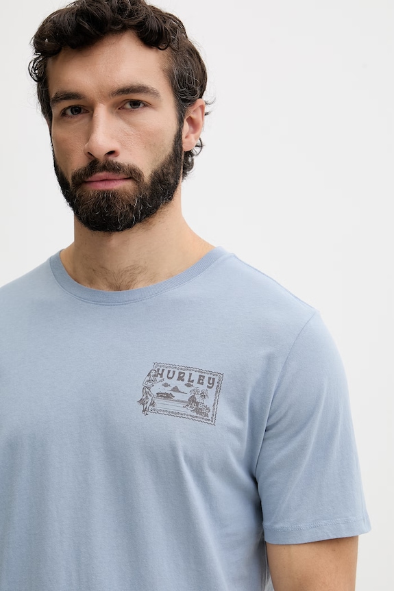 Hurley T-shirt ανδρικό βαμβακερό μπλε HSP26MMTS08557