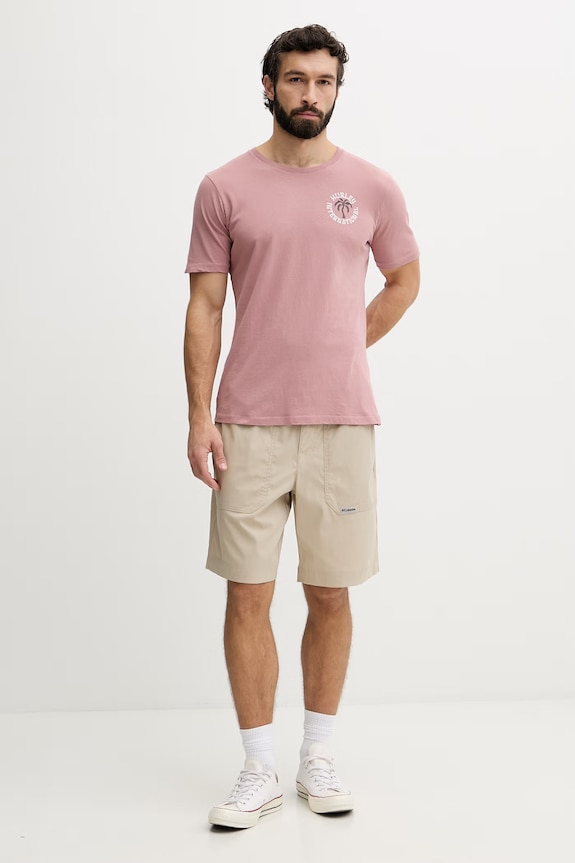 Hurley tričko pánske bavlnené HSP26MMTS09552 ružová SS26