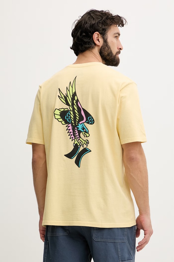 Ruházat Hurley t-shirt férfi pamut ETAM MTSEUET0002 sárga
